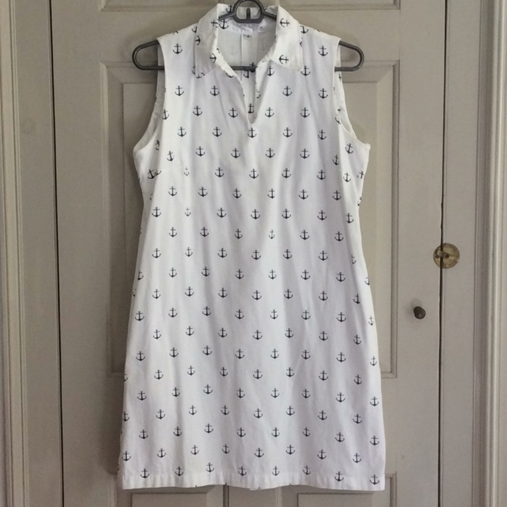Cotton summer, navy anchor pattern dress!